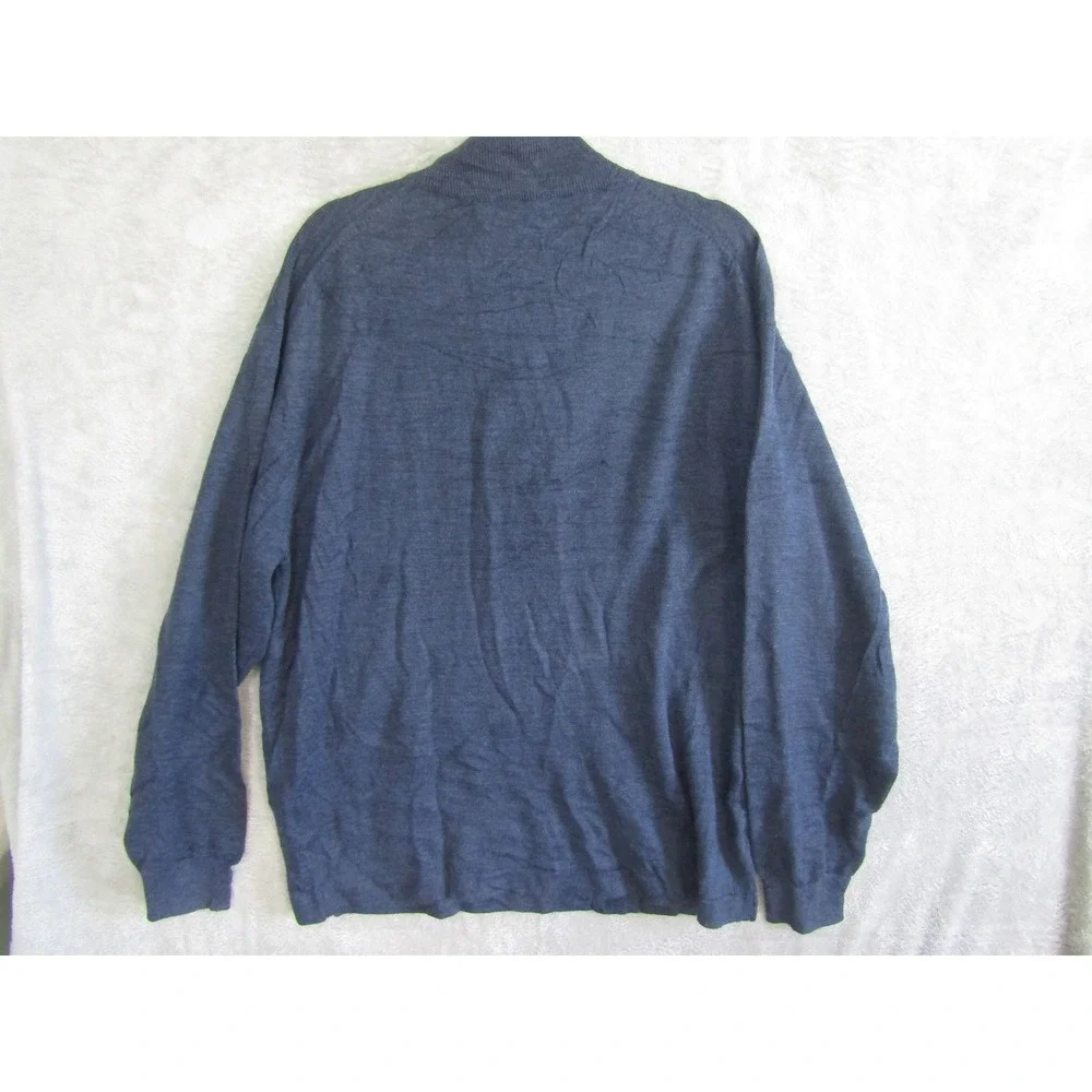 Linea Uomo Men's Blue 3XLT Quarter Zip Long Sleeve Sweater Fisherman Coastal